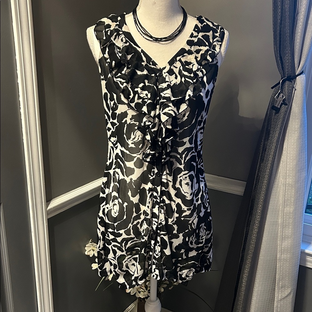 INC International Concepts Black and White Floral Dress